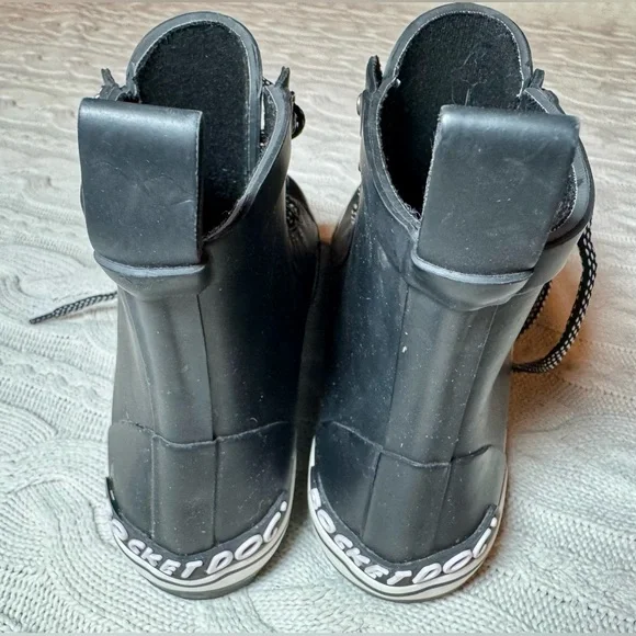 ROCKET DOG Black Rubber Rain Boots Womens Hi Tops Lace Up #1027 - Picture 5 of 9